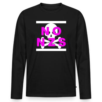 NO NZS, NEVER AGAIN, ANTI-FASCISM, NO AFD PINK - Men's Premium Organic Long Sleeve Shirt - black - Front - Nico (187cm)
