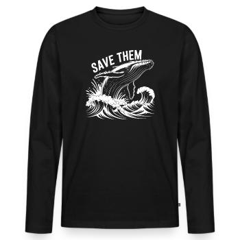 Conception de baleine - T-shirt manches longues Premium bio Homme - noir - Devant - Nico (187cm)