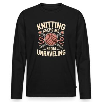 Le tricot m’empêche de me défaire - T-shirt manches longues Premium bio Homme - noir - Devant - Nico (187cm)