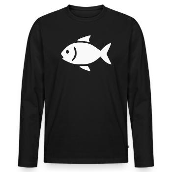 Pêcheur de poisson blanc Pêcheur en cadeau - T-shirt manches longues Premium bio Homme - noir - Devant - Nico (187cm)