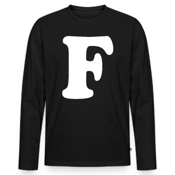 Grande impression en F | Lettre F | F Logo - T-shirt manches longues Premium bio Homme - noir - Devant - Nico (187cm)