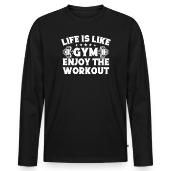 La vie de bodybuilder en powerlifting ressemble à la salle de sport - T-shirt manches longues Premium bio Homme - noir - Devant - Nico (187cm)