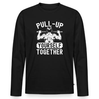 Les amateurs de sport se trottoirent ensemble pour la calisténie - T-shirt manches longues Premium bio Homme - noir - Devant - Nico (187cm)