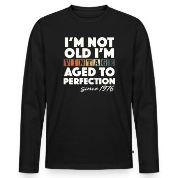 Vintage 1976 Vintage Birthday Gift Retro - Men's Premium Organic Long Sleeve Shirt - black - Front - Nico (187cm)