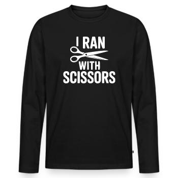 J’ai couru avec des ciseaux - T-shirt manches longues Premium bio Homme - noir - Devant - Nico (187cm)