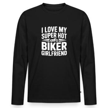 J’adore ma copine motarde super sexy - T-shirt manches longues Premium bio Homme - noir - Devant - Nico (187cm)