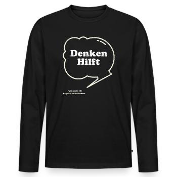 Denken Hilft Lustiger Sarkasmus - Männer Premium Bio Langarmshirt - Schwarz - Vorne - Nico (187cm)