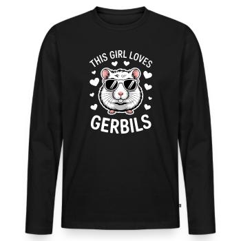 Dictons mongols des rats de course cadeau des gerbilles - T-shirt manches longues Premium bio Homme - noir - Devant - Nico (187cm)