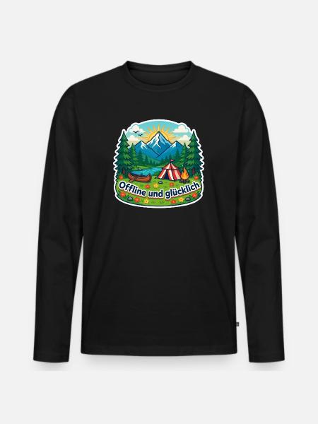 Camping Glück - Männer Premium Bio Langarmshirt - Schwarz
