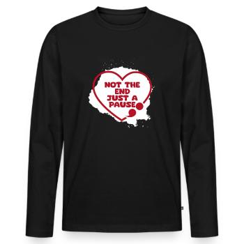 Point-virgule : pause Point-virgule - T-shirt manches longues Premium bio Homme - noir - Devant - Nico (187cm)