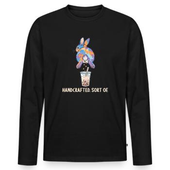 Bubble Tea Boba Drôle de Lapin mignon - T-shirt manches longues Premium bio Homme - noir - Devant - Nico (187cm)