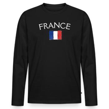 France Flag Vintage  - T-shirt manches longues Premium bio Homme - noir - Devant - Nico (187cm)