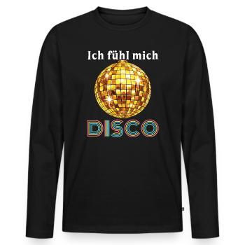 Ich fühl mich Disco Retro 70s Spruch - Männer Premium Bio Langarmshirt - Schwarz - Vorne - Nico (187cm)
