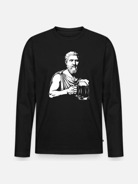 Ancient Sage with Beer Mug - Men's Premium Organic Long Sleeve Shirt - black