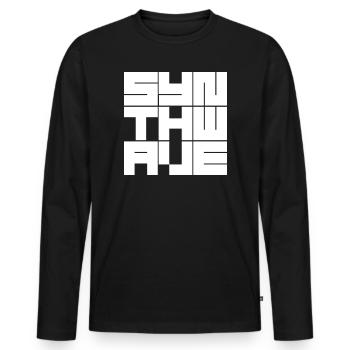 Synthwave Grid logo - Men's Premium Organic Long Sleeve Shirt - black - Front - Nico (187cm)