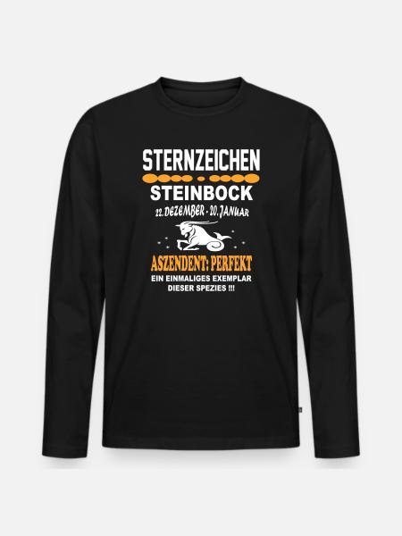 Steinbock Sternzeichen Horoskop - Männer Premium Bio Langarmshirt - Schwarz