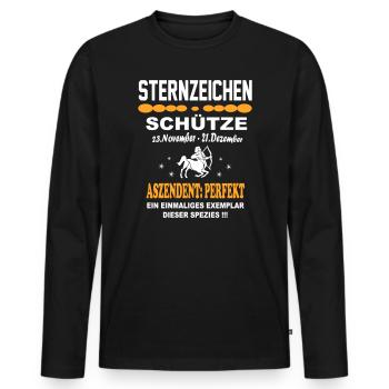 Sternzeichen Schütze Aszendent Perfekt - Männer Premium Bio Langarmshirt - Schwarz - Vorne - Nico (187cm)