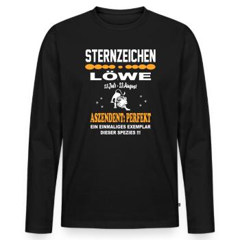 Sternzeichen Löwe: Ascendant Perfekt - Männer Premium Bio Langarmshirt - Schwarz - Vorne - Nico (187cm)