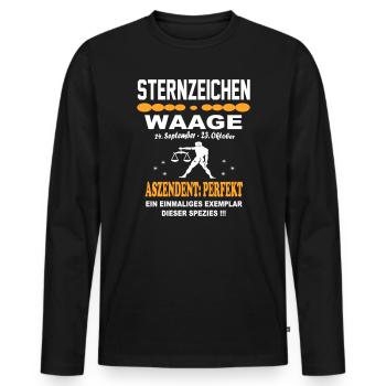 Sternzeichen Waage Ascendant Perfekt - Männer Premium Bio Langarmshirt - Schwarz - Vorne - Nico (187cm)