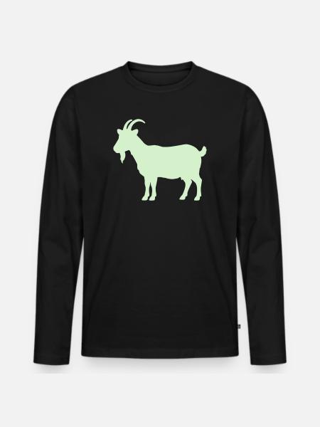 Mintgrüne Ziegen-Silhouette - Männer Premium Bio Langarmshirt - Schwarz
