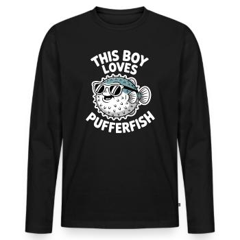 Expressions du poisson-globe : Cadeau amusant du poisson-globe - T-shirt manches longues Premium bio Homme - noir - Devant - Nico (187cm)