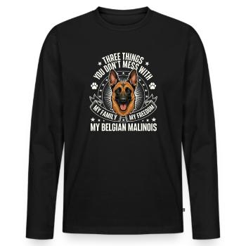 Family Freedom Belgian Malinois Warning - Men's Premium Organic Long Sleeve Shirt - black - Front - Nico (187cm)