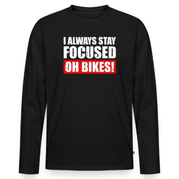 Restez toujours concentré Vélo VTT Descente - T-shirt manches longues Premium bio Homme - noir - Devant - Nico (187cm)