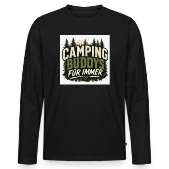 Camping Buddys Für Immer - Männer Premium Bio Langarmshirt - Schwarz - Vorne - Nico (187cm)