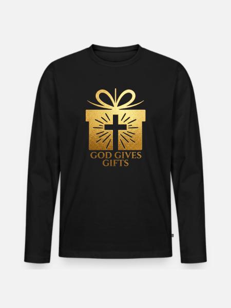 Dieu offre des cadeaux - or - T-shirt manches longues Premium bio Homme - noir