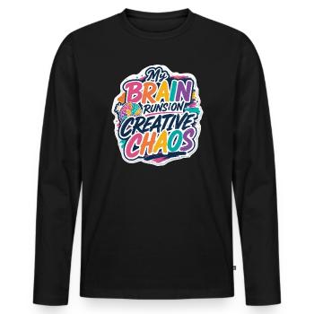 Mon cerveau fonctionne sur le chaos créatif - T-shirt manches longues Premium bio Homme - noir - Devant - Nico (187cm)