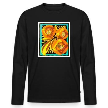 Fleurs d’oranger dans un cadre décoratif - T-shirt manches longues Premium bio Homme - noir - Devant - Nico (187cm)