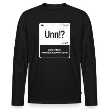 Unn!? - Saarländisch für Profis!  - Männer Premium Bio Langarmshirt - Schwarz - Vorne - Nico (187cm)