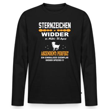 Widder Sternzeichen Aries Exzellenz Horoskop - Männer Premium Bio Langarmshirt - Schwarz - Vorne - Nico (187cm)