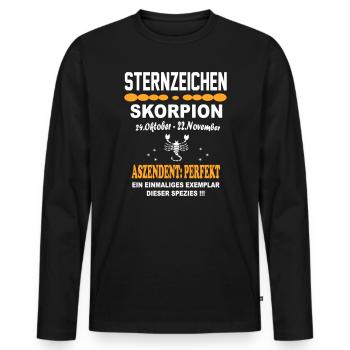 Sternzeichen Skorpion Aszendent Perfekt - Männer Premium Bio Langarmshirt - Schwarz - Vorne - Nico (187cm)