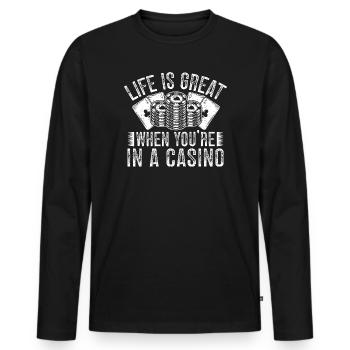 La vie de joueur de casino est géniale quand vous jouez - T-shirt manches longues Premium bio Homme - noir - Devant - Nico (187cm)
