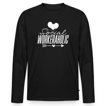 Social Worker Quota Workeraholic Social Work - Men's Premium Organic Long Sleeve Shirt - black - Front - Nico (187cm)