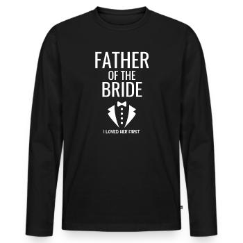 Père fier de la mariée - T-shirt manches longues Premium bio Homme - noir - Devant - Nico (187cm)