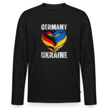 Cœur de l’Allemagne et de l’Ukraine - T-shirt manches longues Premium bio Homme - noir - Devant - Nico (187cm)