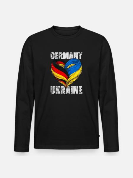 Heart of Germany and Ukraine - Men's Premium Organic Long Sleeve Shirt - black