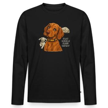 Vizsla Petit, Joue, Câline, Sommeil, Répéte. - T-shirt manches longues Premium bio Homme - noir - Devant - Nico (187cm)