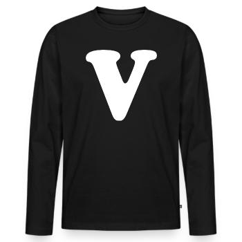 Large V Style Print | Letter V | V Logo - Men's Premium Organic Long Sleeve Shirt - black - Front - Nico (187cm)