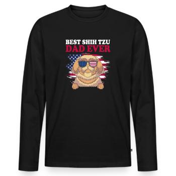 shih tzu - Men's Premium Organic Long Sleeve Shirt - black - Front - Nico (187cm)