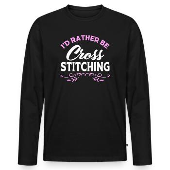 Cross Stitch - Men's Premium Organic Long Sleeve Shirt - black - Front - Nico (187cm)