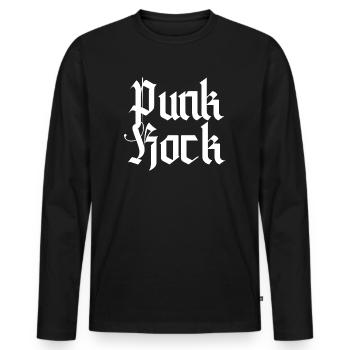 Typographie gothique du punk rock - T-shirt manches longues Premium bio Homme - noir - Devant - Nico (187cm)