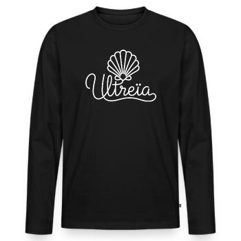 Ultreïa Coquille Saint-Jacques, Chemin Compostelle - T-shirt manches longues Premium bio Homme - noir - Devant - Nico (187cm)