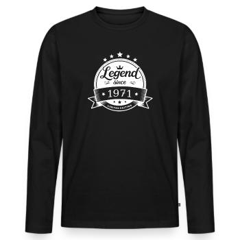 Légende depuis 1971 - Emblème - T-shirt manches longues Premium bio Homme - noir - Devant - Nico (187cm)