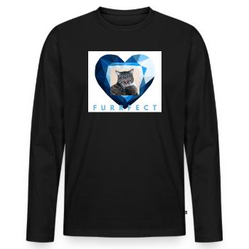 Esthétique de chat tigré en cœur en diamant bleu Furrfect - T-shirt manches longues Premium bio Homme - noir - Devant - Nico (187cm)