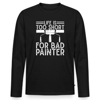 Peintre en bâtiment, créations hilarantes, cadeaux uniques - T-shirt manches longues Premium bio Homme - noir - Devant - Nico (187cm)
