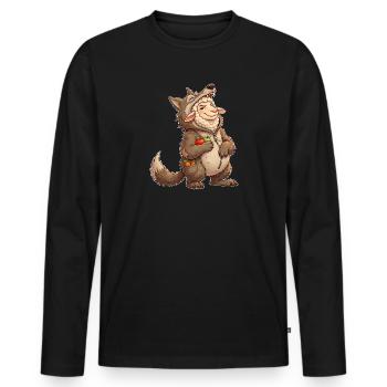 Moutons déguisés en loup - T-shirt manches longues Premium bio Homme - noir - Devant - Nico (187cm)