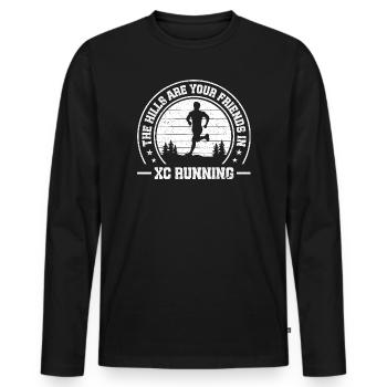 Conception de coureur de cross-country - XC Coach - Course à pied - T-shirt manches longues Premium bio Homme - noir - Devant - Nico (187cm)